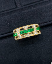 Load image into Gallery viewer, LUOWEND 18K Yellow Gold Natural Emerald Gemstone Ring for Women
