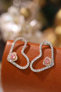 LUOWEND 18K White Gold Real Natural Pink Diamond Stud Earrings for Women