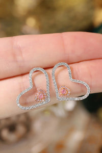 LUOWEND 18K White Gold Real Natural Pink Diamond Stud Earrings for Women
