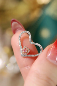 LUOWEND 18K White Gold Real Natural Pink Diamond Stud Earrings for Women