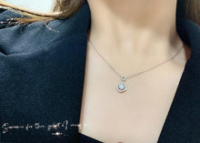 Load image into Gallery viewer, LUOWEND 18K White or Rose Gold Real Natural Diamond Pendant Necklace for Women
