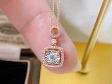 Load image into Gallery viewer, LUOWEND 18K White or Rose Gold Real Natural Diamond Pendant Necklace for Women
