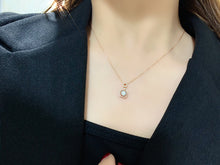 Load image into Gallery viewer, LUOWEND 18K White or Rose Gold Real Natural Diamond Pendant Necklace for Women
