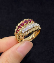 Load image into Gallery viewer, LUOWEND 18K Yellow Gold Natural Ruby Ring for Women
