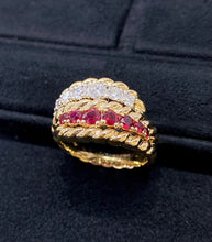 Load image into Gallery viewer, LUOWEND 18K Yellow Gold Natural Ruby Ring for Women
