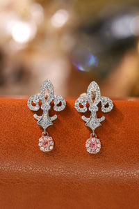 LUOWEND 18K White Gold Real Natural Pink Diamond Earrings for Women