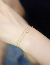Load image into Gallery viewer, LUOWEND 18K Yellow Gold Real Natural Aquamarine Bracelet for Women
