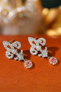 LUOWEND 18K White Gold Real Natural Pink Diamond Earrings for Women