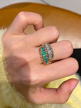 Load image into Gallery viewer, LUOWEND 18K White+Yellow Gold Natural Emerald Ring for Women
