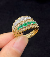 Load image into Gallery viewer, LUOWEND 18K White+Yellow Gold Natural Emerald Ring for Women
