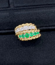 Load image into Gallery viewer, LUOWEND 18K White+Yellow Gold Natural Emerald Ring for Women
