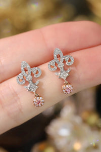 LUOWEND 18K White Gold Real Natural Pink Diamond Earrings for Women