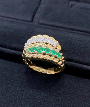 Load image into Gallery viewer, LUOWEND 18K White+Yellow Gold Natural Emerald Ring for Women
