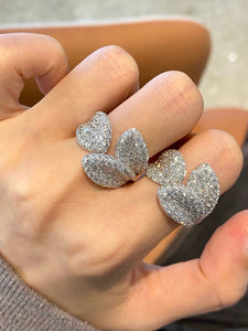 LUOWEND 18K White Gold Natural Diamond Ring for Women