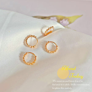 LUOWEND 18K Rose or Yellow Gold Hoop Earrings for Women