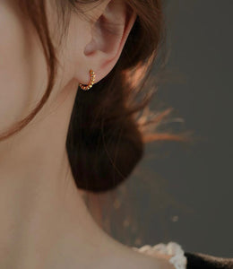 LUOWEND 18K Rose or Yellow Gold Hoop Earrings for Women