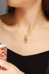 LUOWEND 18K Yellow Gold Real Natural Gemstone Necklace for Women