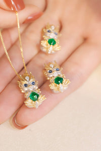 LUOWEND 18K Yellow Gold Real Natural Gemstone Necklace for Women