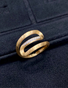 LUOWEND 18K Yellow Gold Natural Diamond Ring for Women