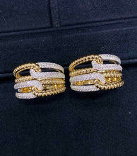 Load image into Gallery viewer, LUOWEND 18K White+Yellow Gold Natural Diamomd Ring for Women
