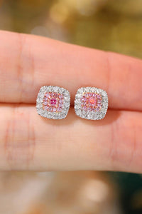LUOWEND 18K White Gold Real Natural Pink Diamond Stud Earrings for Women