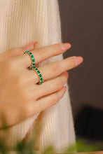 Load image into Gallery viewer, LUOWEND 18K White Gold Real Natural Emerald Ring for Women
