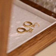 Load image into Gallery viewer, LUOWEND 18K Yellow Gold Real Natural Diamond Hoop Earrings for Women
