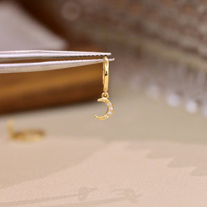 LUOWEND 18K Yellow Gold Real Natural Diamond Hoop Earrings for Women