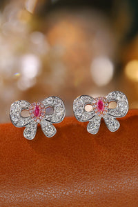 LUOWEND 18K White Gold Real Natural Pink Diamond Stud Earrings for Women