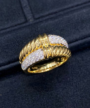 Load image into Gallery viewer, LUOWEND 18K White+Yellow Gold Natural Diamond Ring for Women
