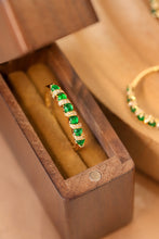 Load image into Gallery viewer, LUOWEND 18K Yellow Gold Real Natural Emerald Ring for Women
