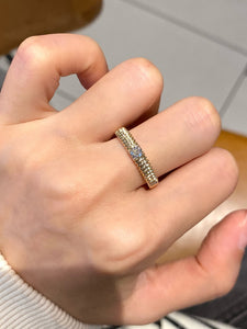 LUOWEND 18K Yellow Gold Natural Diamond Ring for Women