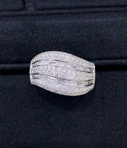 LUOWEND 18K White Gold Natural Diamond Ring for Women