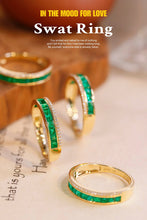 Load image into Gallery viewer, LUOWEND 18K Yellow Gold Real Natural Emerald Ring for Women
