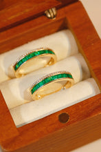Load image into Gallery viewer, LUOWEND 18K Yellow Gold Real Natural Emerald Ring for Women
