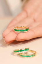Load image into Gallery viewer, LUOWEND 18K Yellow Gold Real Natural Emerald Ring for Women
