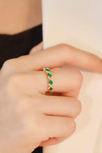 Load image into Gallery viewer, LUOWEND 18K Yellow Gold Real Natural Emerald Ring for Women
