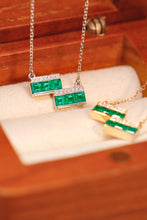 Load image into Gallery viewer, LUOWEND 18K White or Yellow Gold Real Natural Emerald Necklace for Women
