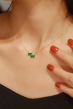 Load image into Gallery viewer, LUOWEND 18K White or Yellow Gold Real Natural Emerald Necklace for Women
