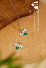 Load image into Gallery viewer, LUOWEND 18K White and Yellow Gold Real Natural Emerald Necklace for Women
