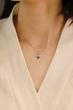 Load image into Gallery viewer, LUOWEND 18K White and Yellow Gold Real Natural Emerald Necklace for Women
