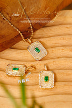 Load image into Gallery viewer, LUOWEND 18K Yellow Gold Real Natural Emerald and Diamond Gemstone Necklace for Women
