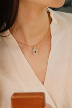 Load image into Gallery viewer, LUOWEND 18K Yellow Gold Real Natural Emerald and Diamond Gemstone Necklace for Women

