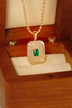 Load image into Gallery viewer, LUOWEND 18K Yellow Gold Real Natural Emerald and Diamond Gemstone Necklace for Women
