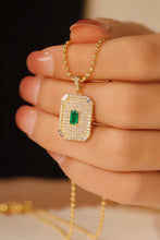 Load image into Gallery viewer, LUOWEND 18K Yellow Gold Real Natural Emerald and Diamond Gemstone Necklace for Women
