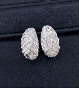 LUOWEND 18K White Gold Natural Diamond Earrings for Women