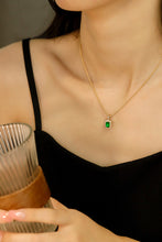 Load image into Gallery viewer, LUOWEND 18K Yellow Gold Real Natural Emerald and Diamond Gemstone Necklace for Women
