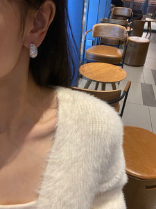 LUOWEND 18K White Gold Natural Diamond Earrings for Women