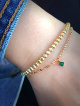Load image into Gallery viewer, LUOWEND 18K Yellow Gold Natural Emerald Bracelet for Women
