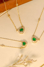 Load image into Gallery viewer, LUOWEND 18K Yellow Gold Real Natural Emerald Necklace for Women
